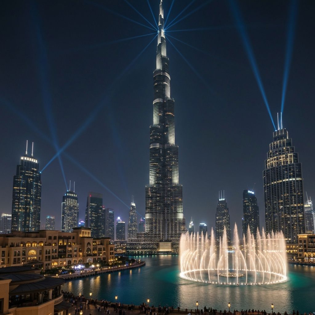 Downtown Dubai and fountains